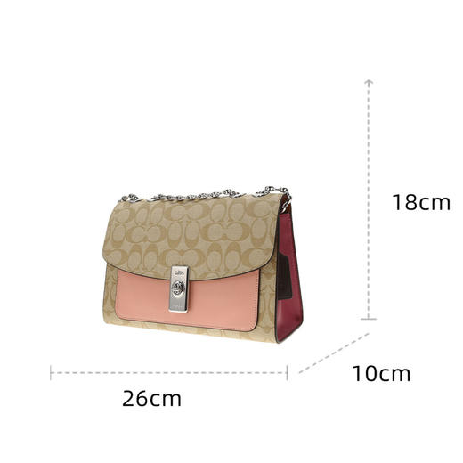 COACH 奥莱款女士PVC配皮单肩斜挎链条包 商品图11