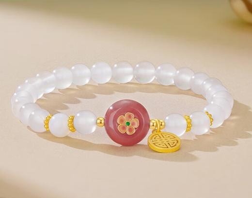 周大生柿柿如意手链女生白玉髓手串银手饰送520情人节礼物 商品图2