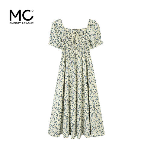 mc2方领棉布长款花色连衣裙女装2024夏季新款显瘦气质设计感穿搭 商品图3