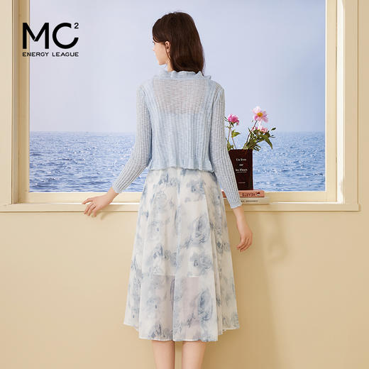 mc2法式吊带雪纺碎花裙+针织薄外披两件套女夏季新款时尚小个子 商品图2