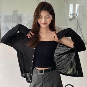 【一件顶4件！夏季醋酸打底衫】简约开衫上衣小个子，面料丝滑透气亲肤，修身纽扣长袖外套薄款防晒披肩罩衫QQ