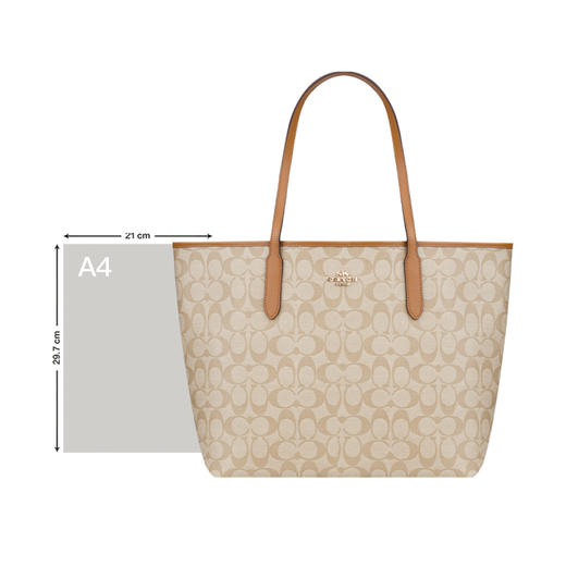 COACH 奥莱款大号女士PVC配皮单肩手提托特包 商品图6