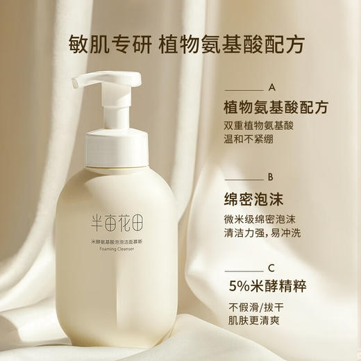 半亩花田米酵氨基酸泡泡洁面慕斯500g（新瓶体）送净螨皂 商品图3