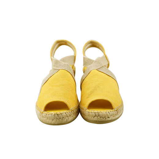 断码特价37码&38码西班牙原产手工制作时尚轻便超舒适女款草编鞋 341V-黄色/米色 商品图3