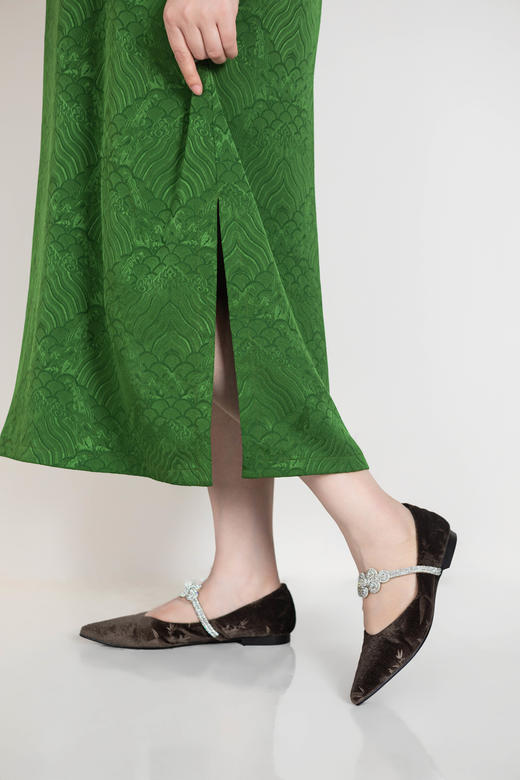 现货，下单72小时内发货【云影流竹高奢国风鞋子】竹叶天鹅绒，羊皮内里，加宽加高版 商品图6