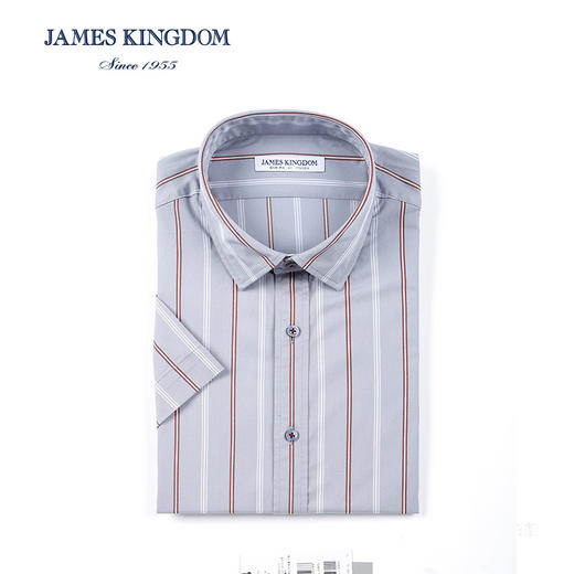 占姆士男士条纹商务休闲短袖衬衫 商品图1