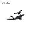 D:FUSE迪芙斯2024夏季新款简约条带坡跟方头OL风凉鞋DF42115167 商品缩略图1