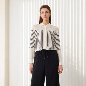 【桑蚕丝条纹衬衫】24年春夏新品女士100%桑蚕丝超薄真丝上衣