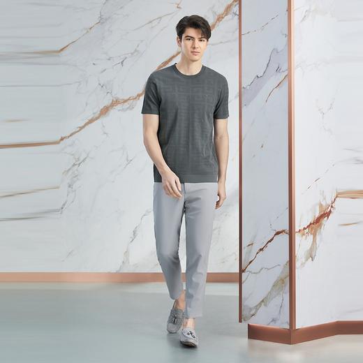 【高端系列】柒牌短袖T恤男夏季新款伊力特透气挑孔提花圆领上衣	126T71870 商品图3