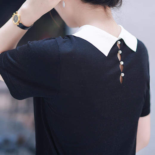 【现货】100%桑蚕丝显瘦百搭清爽舒适 翻领短袖上衣 商品图4