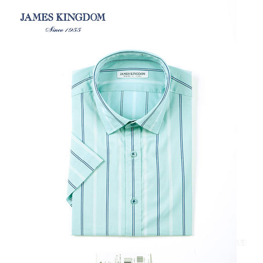 占姆士男士条纹商务休闲短袖衬衫 商品图2