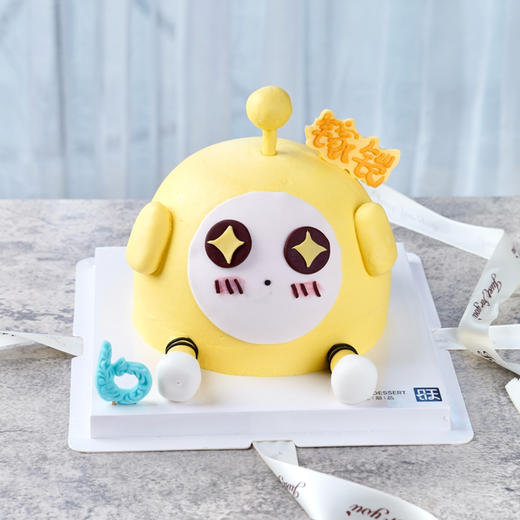 小蛋仔蛋糕，新鲜芒果与百利脆脆片夹心，头上名字和数字可更改，需备注，六一活动，随机送蛋仔公仔一个 商品图1