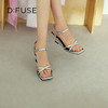 D:FUSE迪芙斯2024夏季新款简约条带坡跟方头OL风凉鞋DF42115167 商品缩略图0