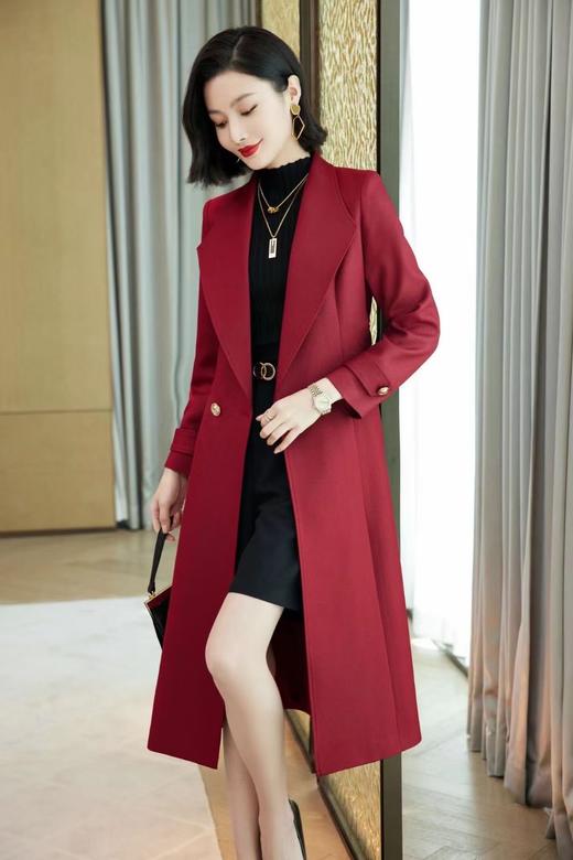 顺圣色、漆黑色长款粗斜面料风衣LZ3D12 商品图1