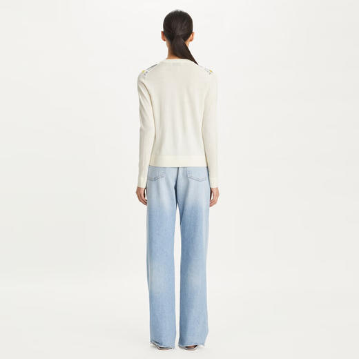 【1F】Tory Burch 汤丽柏琦 撞色针织开衫TB 154441 象牙色/兔子田野图案 商品图2