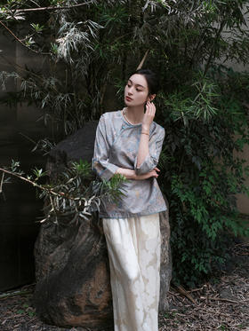 盛唐婧 |真丝花罗步步生花斜襟上衣