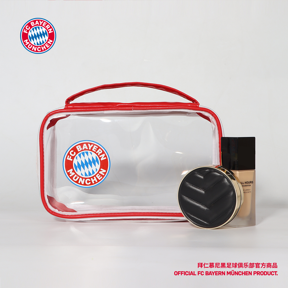 【官方正品】拜仁慕尼黑足球俱乐部 | 红白拼接队徽款透明化妆包洗漱包足球迷周边