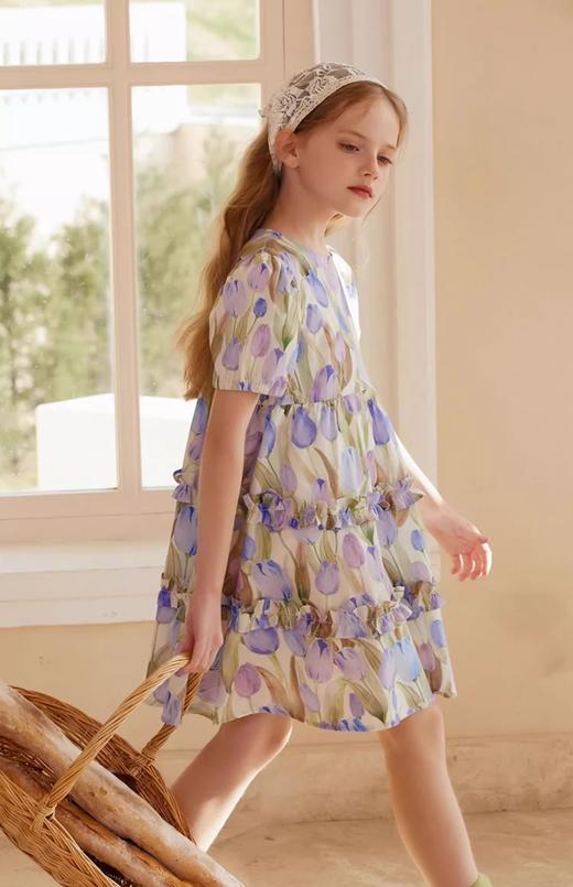 【39.9元起】儿童纯棉连衣裙莫奈花园郁金香女童夏季裙子涂鸦裙 商品图4