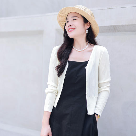 【现货】100%桑蚕丝 轻薄凉爽透气空调衫 开衫 商品图0