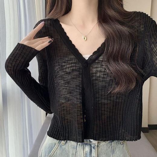 【法式纯欲薄款针织开衫】纯色长袖防晒针织开衫，面料舒适透气不闷热，夏季2025新款薄款披肩外搭设计感小众上衣空调上衣QQ 商品图7