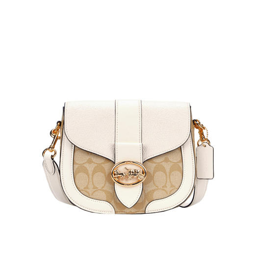 COACH 奥莱款小号女士PVC配皮单肩斜挎包马鞍包 商品图1