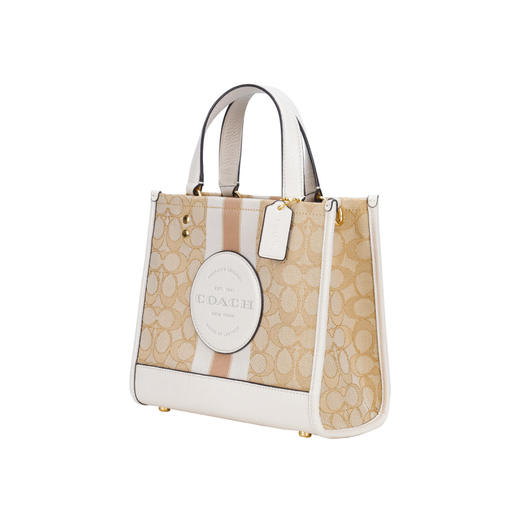 Coach 奥莱款小号女士织物配皮单肩手提托特包 商品图2