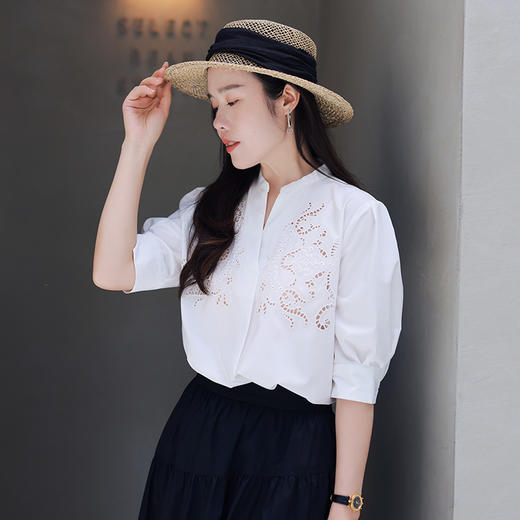 【现货】棉质衬衫镂空设计轻薄小众宽松 商品图2