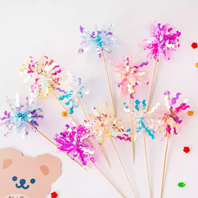 炫彩雨丝插件 ins风炫彩雨丝蛋糕装饰 亮片雨丝插签 创意生日派对插件