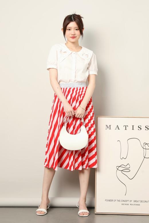 AVA 拼色斜条纹半裙 6439 商品图2