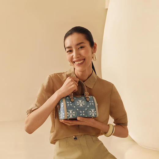 【1F】Tory Burch 汤丽柏琦【刘雯同款】 T MONOGRAM 迷你丹宁酒桶包 商品图1
