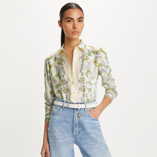 【1F】Tory Burch  汤丽柏琦 印花碎花翻领衬衫 商品图1