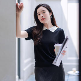 【现货】100%桑蚕丝显瘦百搭清爽舒适 翻领短袖上衣