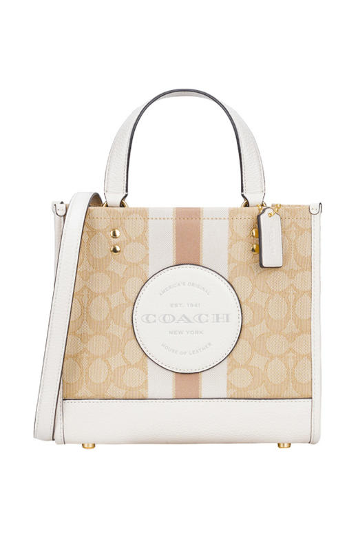 Coach 奥莱款小号女士织物配皮单肩手提托特包 商品图11