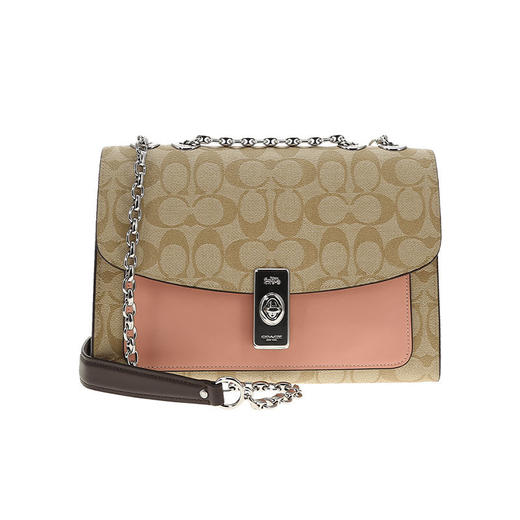 COACH 奥莱款女士PVC配皮单肩斜挎链条包 商品图7