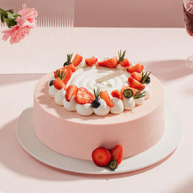 【红粉佳人】-双莓鲜果点缀草莓慕斯，甜蜜与祝福送给美丽佳人（武汉幸福西饼蛋糕）