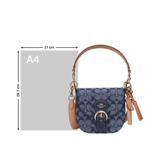 COACH 奥莱款迷你女士牛仔布配皮单肩斜挎手提包 商品图6