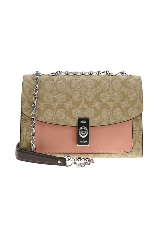 COACH 奥莱款女士PVC配皮单肩斜挎链条包 商品图9