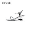 D:FUSE迪芙斯2024夏季新款简约条带坡跟方头OL风凉鞋DF42115167 商品缩略图4