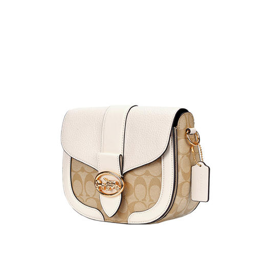 COACH 奥莱款小号女士PVC配皮单肩斜挎包马鞍包 商品图2