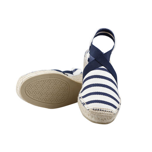 西班牙原产手工制作时尚轻便超舒适女款草编鞋 301BR-海军蓝白条纹 商品图5