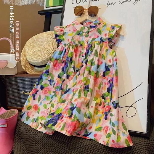 【49.9元起】儿童纯棉连衣裙莫奈花园郁金香女童夏季裙子涂鸦裙 商品图4