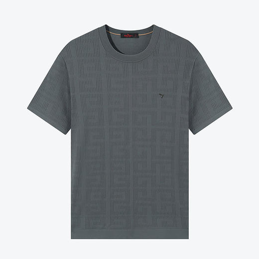 【高端系列】柒牌短袖T恤男夏季新款伊力特透气挑孔提花圆领上衣	126T71870 商品图4