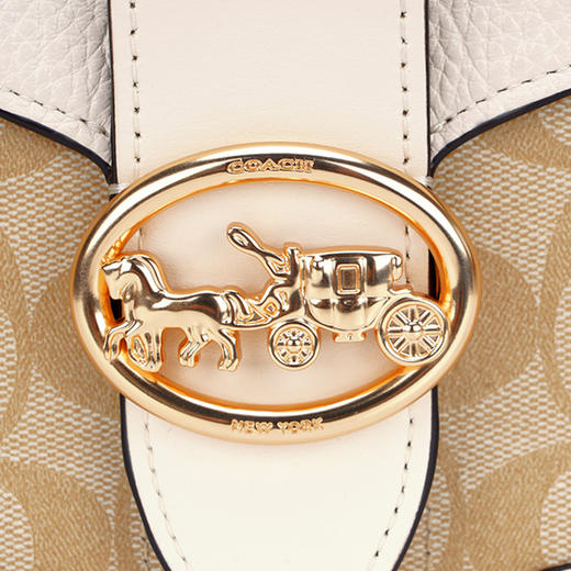 COACH 奥莱款小号女士PVC配皮单肩斜挎包马鞍包 商品图8