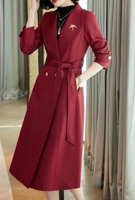 顺圣色、漆黑色长款粗斜面料风衣LZ3D12 商品图2