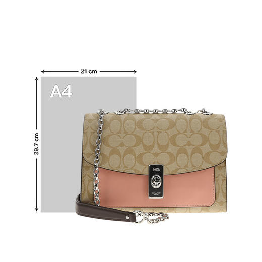 COACH 奥莱款女士PVC配皮单肩斜挎链条包 商品图6