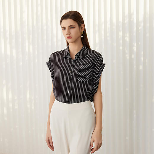 【桑蚕丝短袖衬衫】24年春夏新品女士100%真丝薄款透气上衣 商品图2