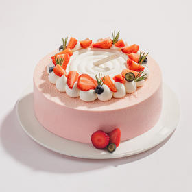 【红粉佳人】-双莓鲜果点缀草莓慕斯，甜蜜与祝福送给美丽佳人（西安幸福西饼蛋糕）
