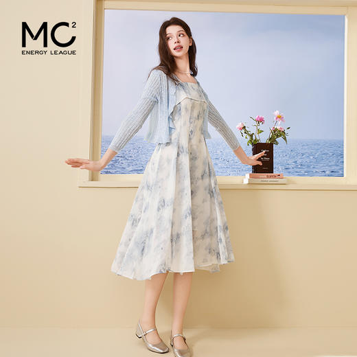 mc2法式吊带雪纺碎花裙+针织薄外披两件套女夏季新款时尚小个子 商品图1