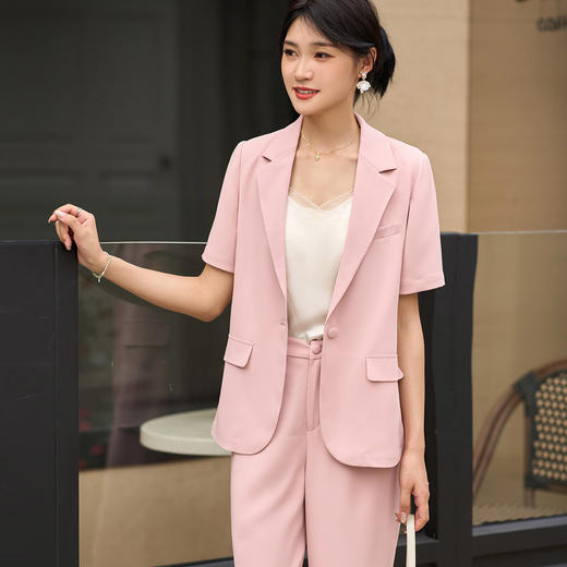 剩S/M/L/XL/XXL 米思阳2025夏季新款通勤职业短袖西装高级感减龄一粒扣上衣女210 商品图2