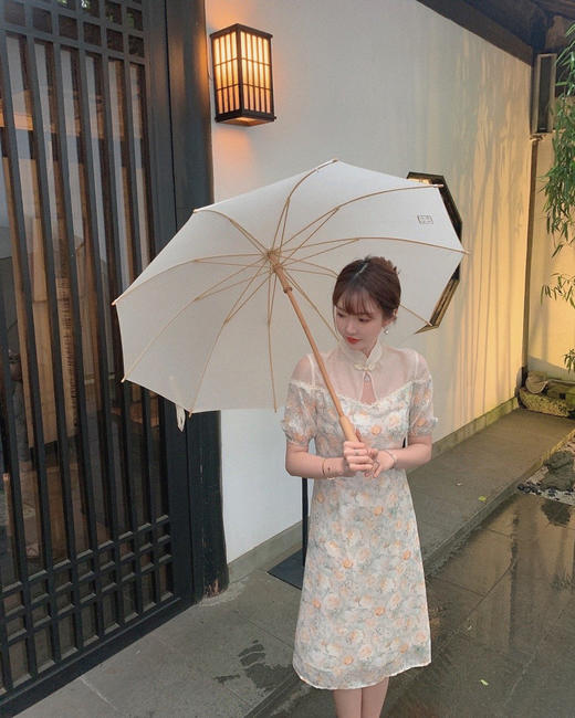 【金蘑菇菇 花间酒 国风系列】旗袍改良年轻款中长款碎花连衣裙女 商品图0